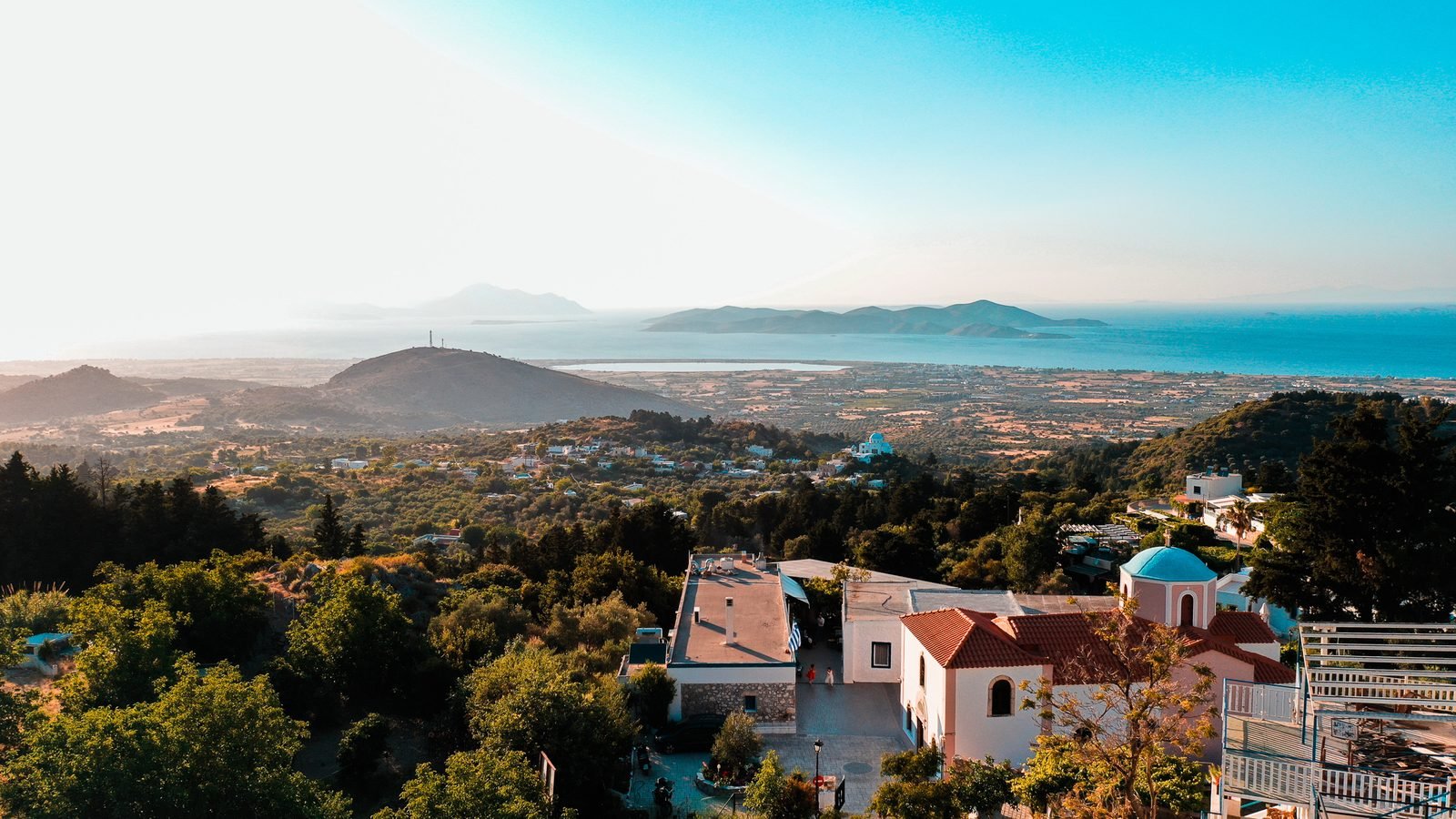 The view from the mountain village of Zia across Kos to the sea on a clear day